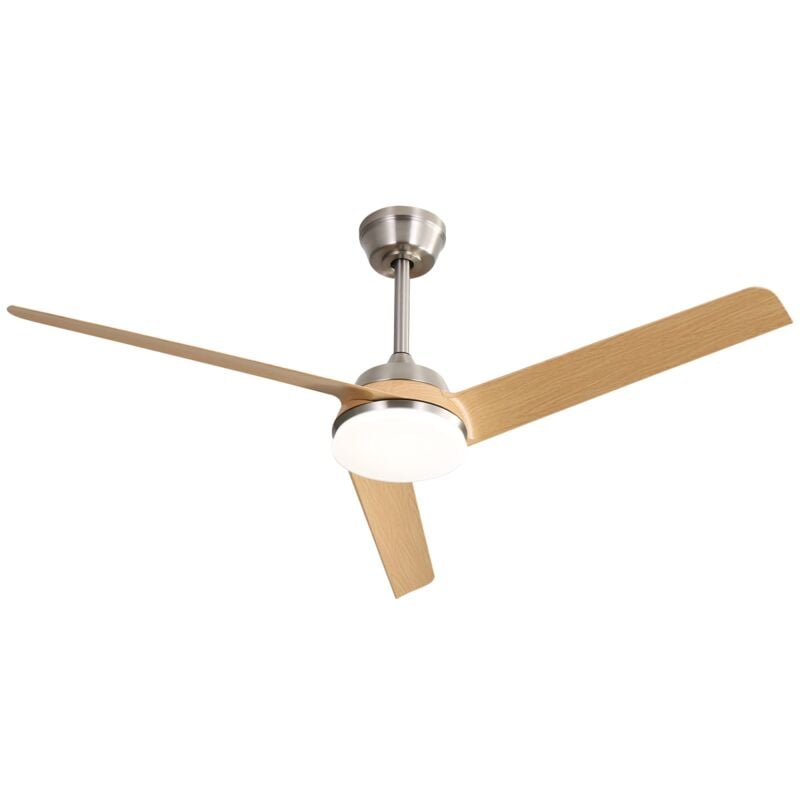 Eifson - Ventilateur de plafond 132 cm, avec 3 pales en bois, lumière led 22 w et télécommande, 6 vitesses pour salon et chambre à coucher - Blanc