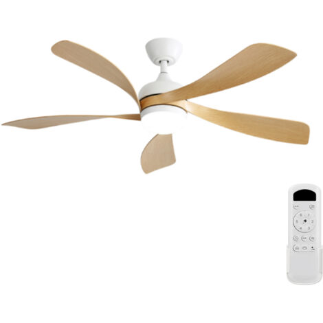 Ventilateur de plafond 132 cm (blanc) – Lumière LED tricolore à intensité variable, moteur CC réversible, avec télécommande – Style moderne, convient au salon et à la chambre.