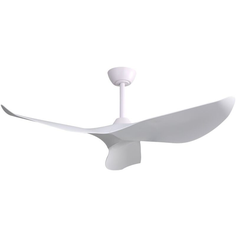 Eifson - Ventilateur de Plafond 132cm, avec 3 Pales Courbées en abs, 6 Vitesses, Moteur dc Réversible, Télécommande, pour Salon et Chambre - Blanc