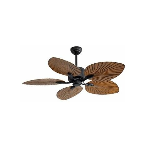 FABRILAMP Ventilateur de Plafond 24W Colla Noir 5 Pales Marron