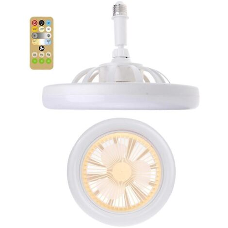 Ventilateur de plafond 30W E27 avec éclairage et télécommande, rotation à 360°