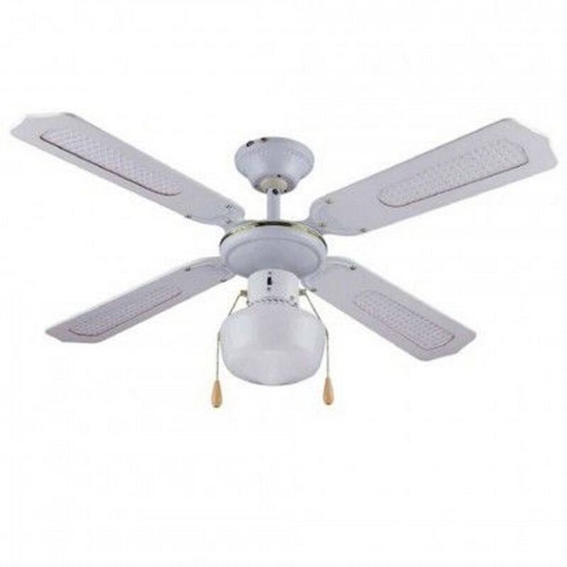 Ventilateur de plafond 4 pales 1 lumière D.105 cm 50w couleur BLANC DA54012