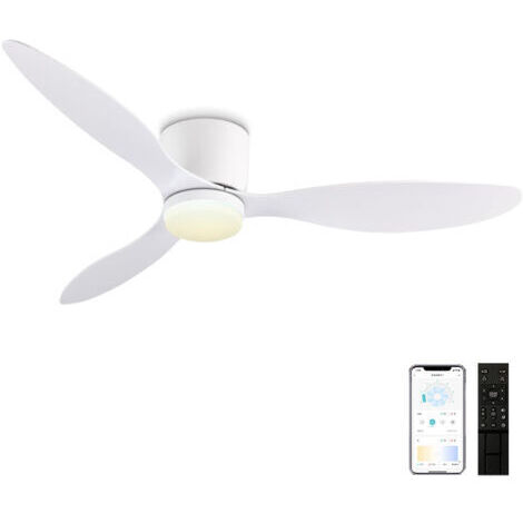 Ventilateur de plafond 42 pouces avec éclairage et télécommande, moteur CC réversible, silencieux et éclairé, 6 vitesses avec minuterie, ventilateur de plafond léger et moderne, blanc