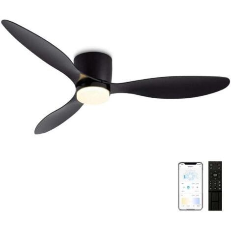 Ventilateur de plafond 42 pouces avec éclairage et télécommande, moteur CC réversible, silencieux et éclairé, 6 vitesses avec minuterie, ventilateur de plafond léger et moderne, noir