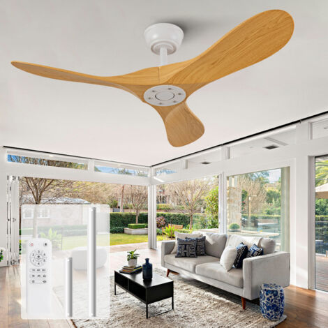 Ventilateur de plafond 42 pouces avec télécommande (6 vitesses), 3 pales en ABS, moteur DC réversible, pour chambre et salle à manger, sans éclairage
