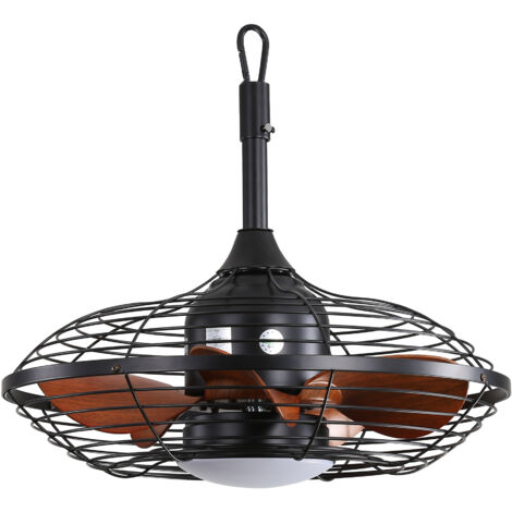 Ventilateur de plafond 50cm avec tige led 18w 3 températures 3000-6500k,5 pales abs moteur dc réversible crochet suspension extérieur terrasse pergola