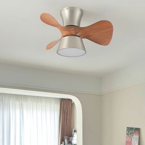 Ventilateur de plafond 55cm avec lumière et télécommande, Ventilateur de plafond LED à intensité variable, 6 vitesses, minuterie, 3 lames