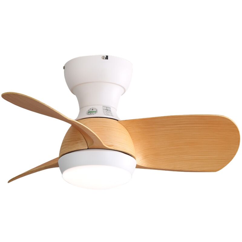Ventilateur de plafond 58 cm, avec 3 pales en abs, lumière led réglable en 3 couleurs, 6 vitesses, moteur à courant continu, télécommande - Naturel