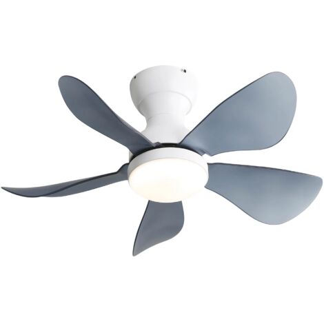 Ventilateur de plafond 74 cm avec LED 18W dimmable, moteur DC réversible 6 vitesses, ABS blanc