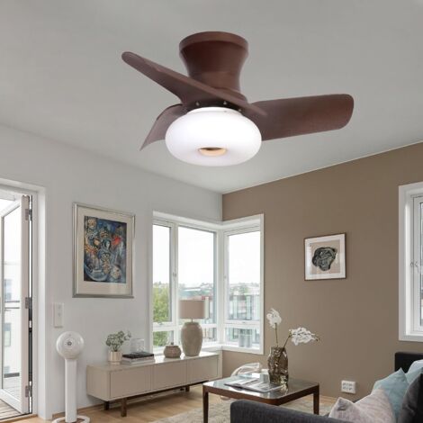 Ventilateur de plafond 80 cm avec lumière, télécommande/contrôle par application, plafonnier LED à intensité variable avec ventilateur, 6 vitesses