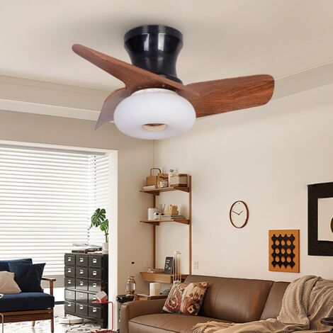 Ventilateur de plafond 80 cm avec lumière, télécommande/contrôle par application, plafonnier LED à intensité variable avec ventilateur, 6 vitesses