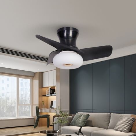 Ventilateur de plafond 80 cm avec lumière, télécommande/contrôle par application, plafonnier LED à intensité variable avec ventilateur, 6 vitesses