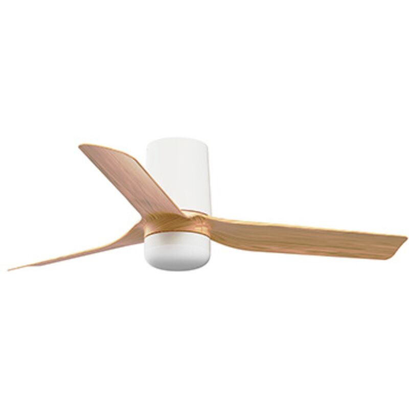 Faro Barcelona - mini punt tub s Ventilateur avec lumière blanc/bois clair 33833-1TW