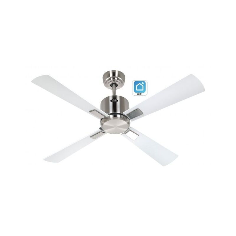 Ventilateur de plafond WiFi CasaFan 942131W ECO NEO III 103cm Chrome/Blanc & Gris