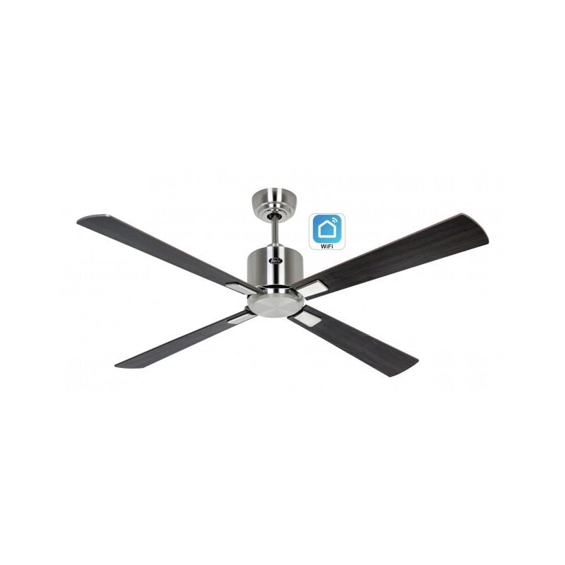 Ventilateur de plafond 132cm avec WiFi CasaFan ECO NEO III 942212W Chrome brosse/ Cerisier & Moteur Wenge