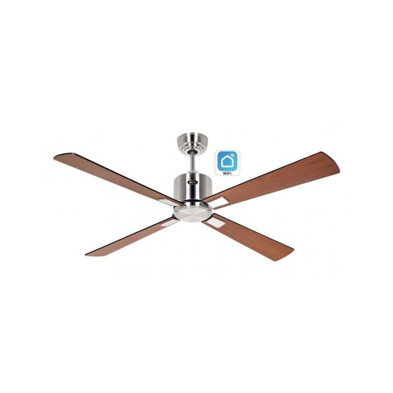 Casafan - Ventilateur de plafond 132cm avec WiFi eco neo iii 942202W Chrome brosse/ Noir & Teck Moteur