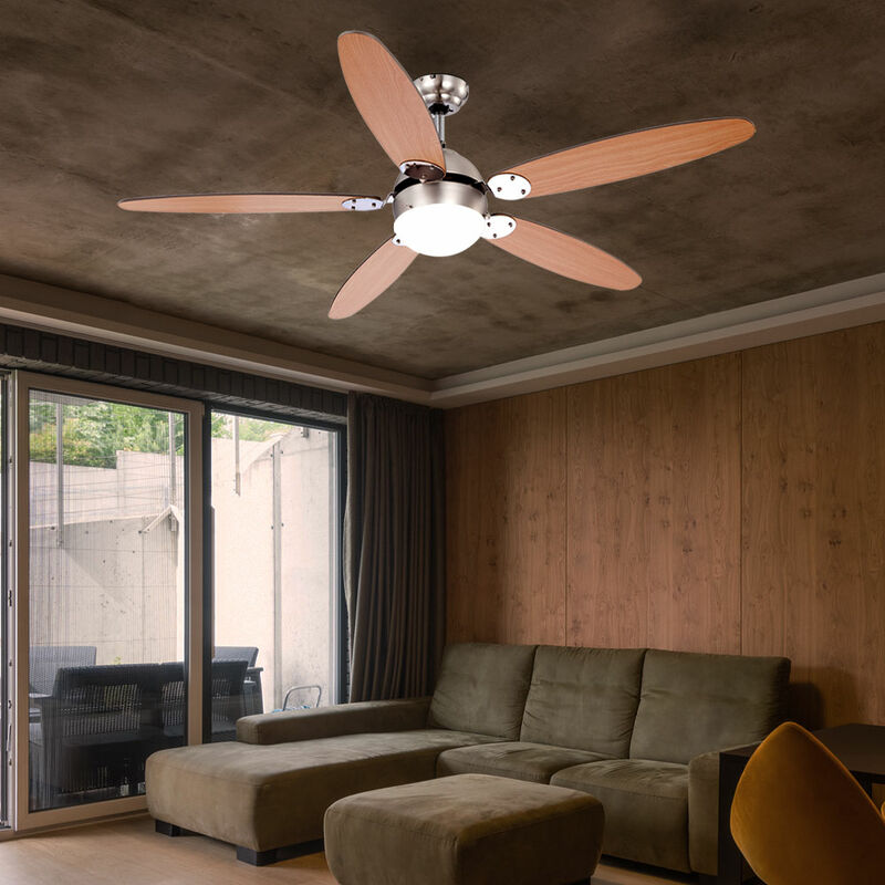 Ventilateur de plafond led Lampe de plafond Aller Retour 3 niveaux Interrupteur à tirette Lampe de salon, montage sur un plan incliné, 1x 4W 320Lm