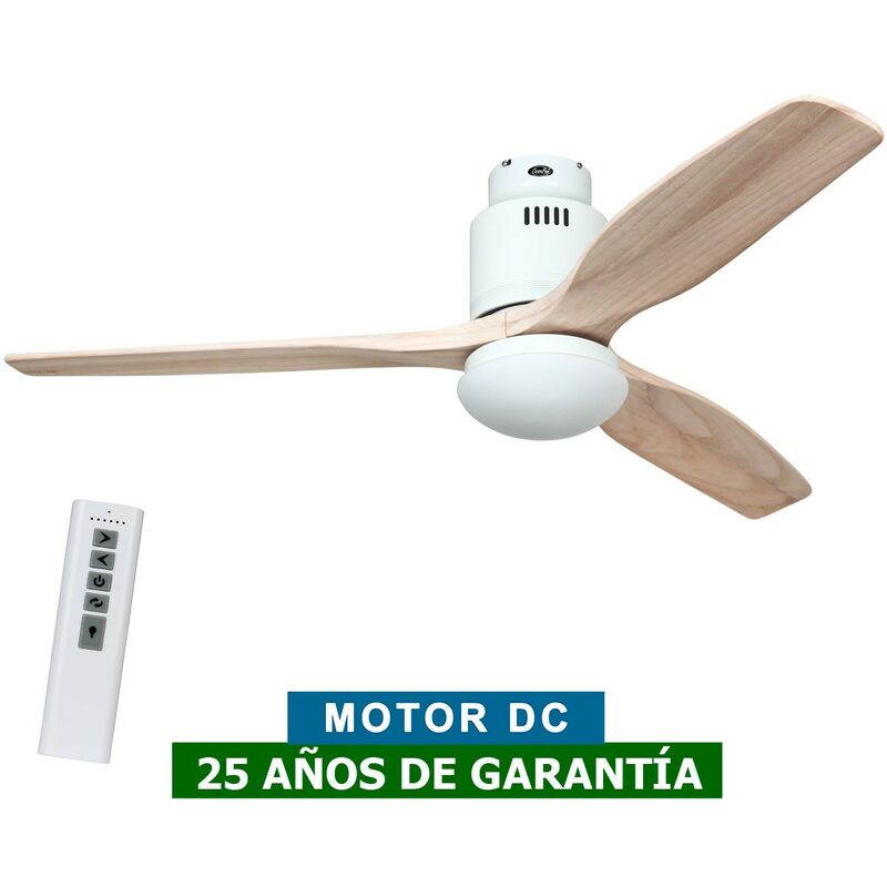 Casafan - Ventilateur de plafond avec lumière 93132323 aerodynamix eco 132 bois naturel/blanc