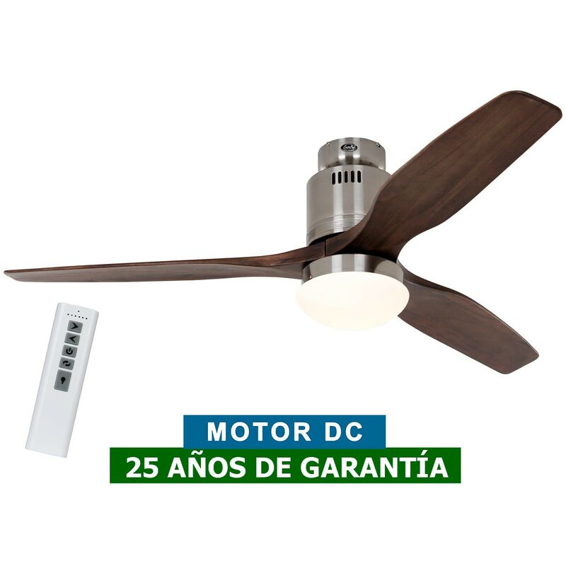 Ventilateur de plafond avec éclairage CasaFan 93132331 AERODYNAMIX ECO 132 noyer/ chrome brossé