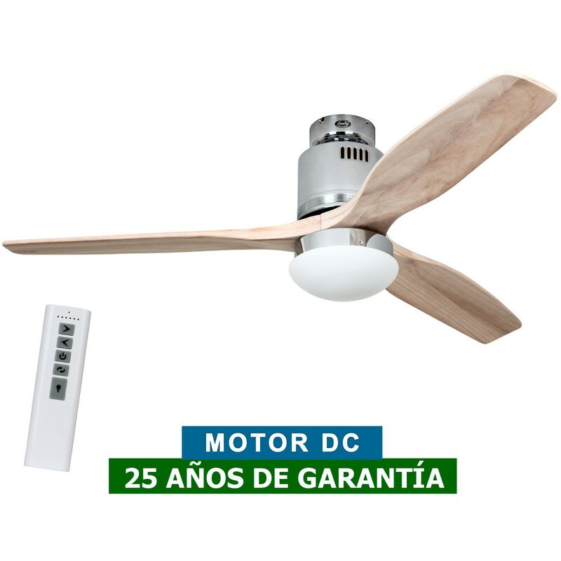 Casafan - Ventilateur de plafond avec lumière 93132313 aerodynamix eco 132 bois naturel/chrome brillant