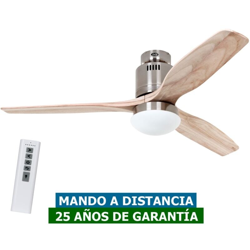 Casafan - Ventilateur de plafond avec lumiere 93112333 aerodynamix eco 112cm bois naturel/ chrome brosse