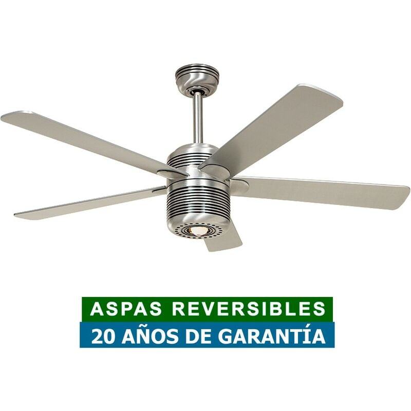 Certeo - Ventilateur de plafond avec éclairage CasaFan 513218 alu 132 al cerise ou gris argenté/aluminium brossé