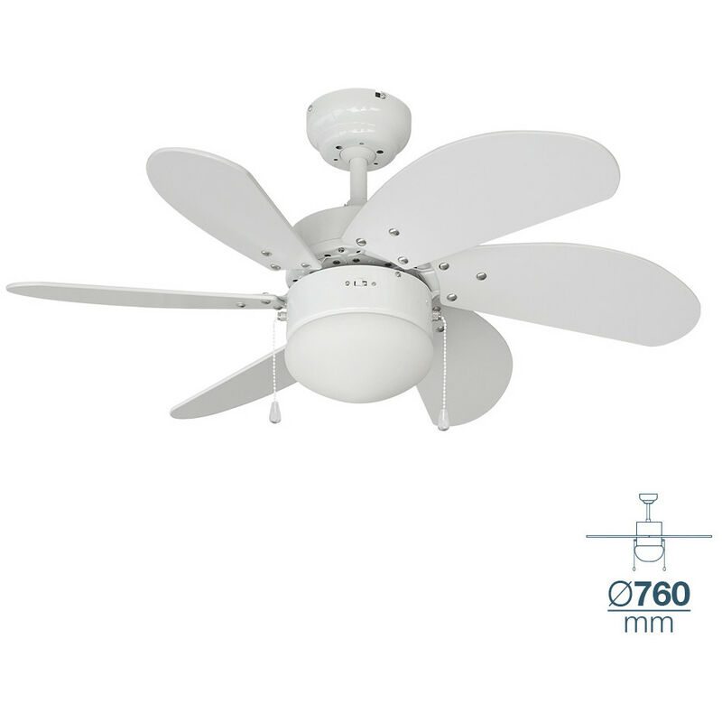 EDM - Ventilateur De Plafond Modèle Aral Blanc Puissance: 50w Palmes: Ø76cm