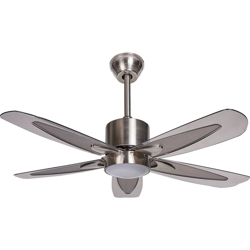 Beliani - Ventilateur de Plafond Argenté avec Lampe et 5 Pales Contrôle à Distance Coyote - Argenté