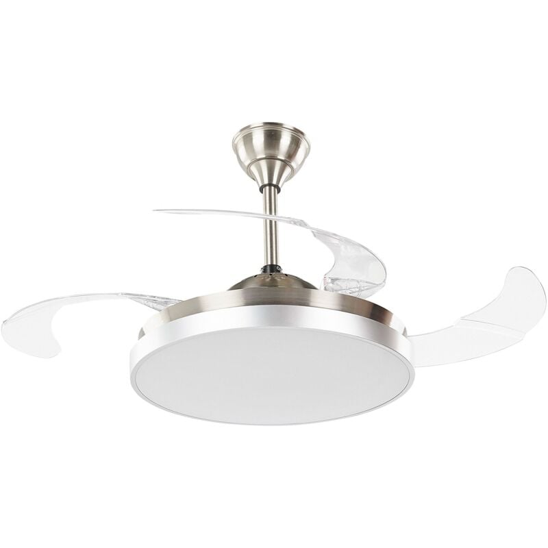 Ventilateur de Plafond Invisible avec Lampe Intégrée 3 Vitesses Réglables Télécommande et Pales Transparentes et Rétractables Beliani