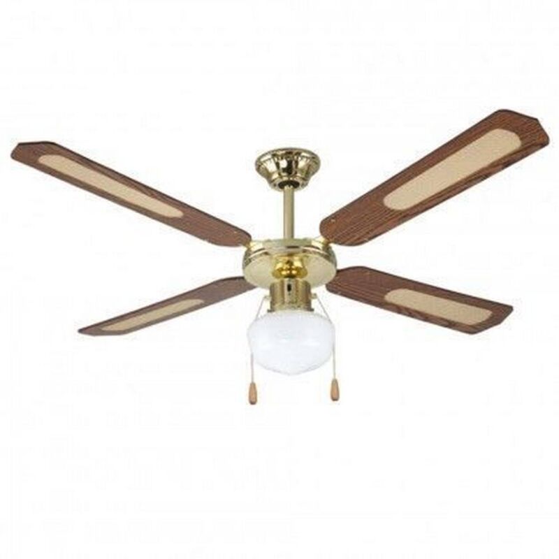 Ventilateur de plafond 4 pales 1 lumière D.130 cm 70w coloris NOYER DA54011