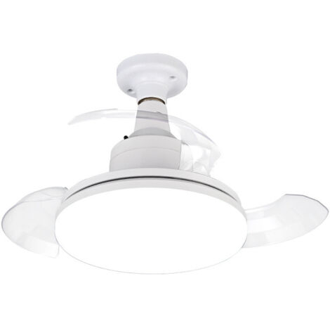 Ventilateur de plafond avec douille E27, éclairage LED, ventilateur invisible avec lumière, 3 couleurs dimmables, 3 vitesses de ventilation