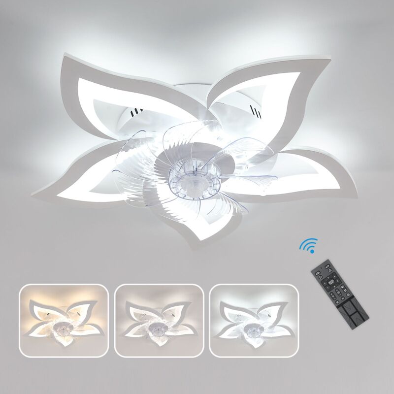 Ventilateur de Plafond avec Éclairage 62W Plafonnier led Dimmable avec Télécommande 6 Vitesses pour salle à manger salon - Goeco