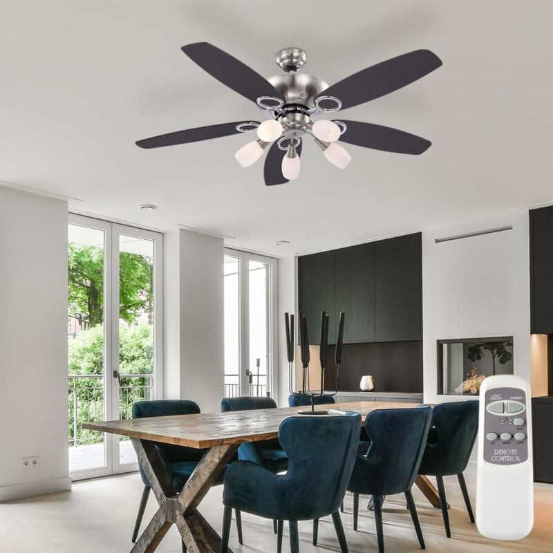 Globo Lighting - Ventilateur de plafond avec éclairage et télécommande 3 niveaux Interrupteur à tirette Fonction variateur 130 cm