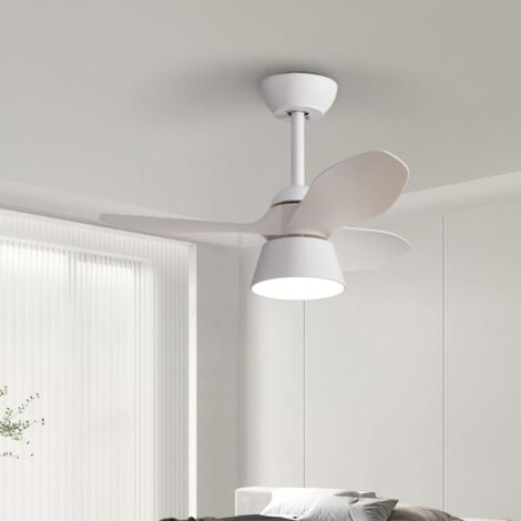 Ventilateur de plafond avec éclairage et télécommande, Lampe de ventilateur de plafond à LED à intensité variable, 6 vitesses, minuterie, 80cm, Blanc