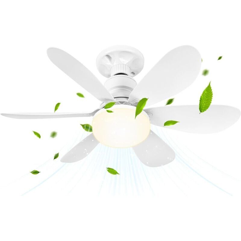 Ventilateur de plafond avec éclairage et télécommande, petit ventilateur de plafond LED à intensité variable de 52 cm et 40 W avec douille E27, Ventilateur de plafond avec éclairage et télécommande, petit ventilateur de plafond LED à intensité variable de 52 cm et 40 W avec douille E27,