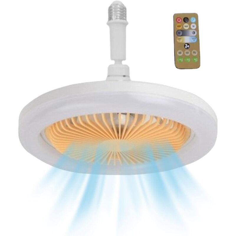 Ventilateur de plafond avec éclairage et télécommande Ventilateur de plafond LED E27 à intensité variable Ventilateurs de plafond silencieux de 30 W