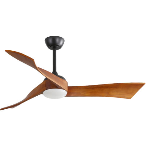 Ventilateur de plafond avec éclairage LED, 6 vitesses réglables, télécommande incluse, couleur noyer