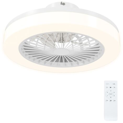Ventilateur de plafond avec éclairage LED, 6 vitesses, télécommande, blanc