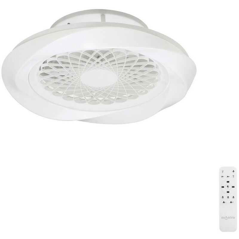 Mantra - Boreal Plafonnier led à intensité variable et ventilateur réversible 35 w dc, blanc, télécommande