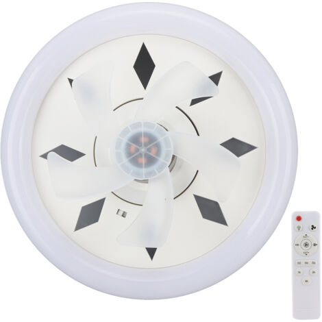 Ventilateur de plafond avec éclairage, plafonnier LED 60 W avec ventilateur rotatif à 360 °, silencieux, avec télécommande, douille E27, minuterie, pour chambre à coucher, loft, cuisine, salle