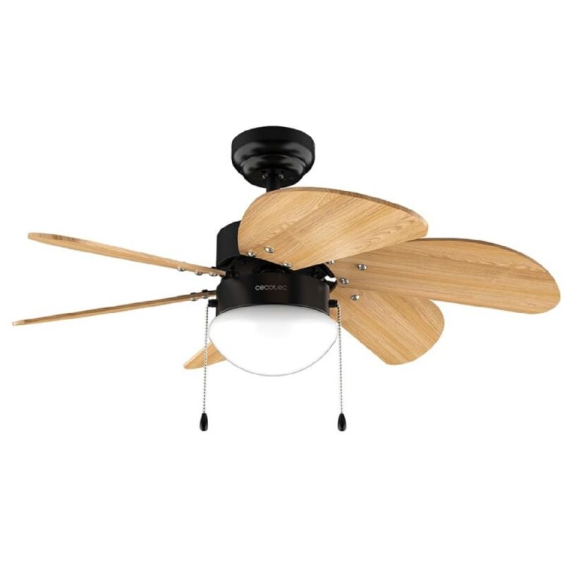 Cecotec Ventilateur de plafond de avec EnergySilence Aero Light 360 Black&Wood. 50W, Diamètre 36" (92cm), 3 vitesses, 6 pales réversibles, mode