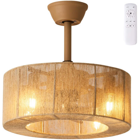 Ventilateur de plafond avec lumière et télécommande, lustre de style bohème avec ventilateur, 6 vitesses de vent, minuterie, hauteur réglable, φ 45CM
