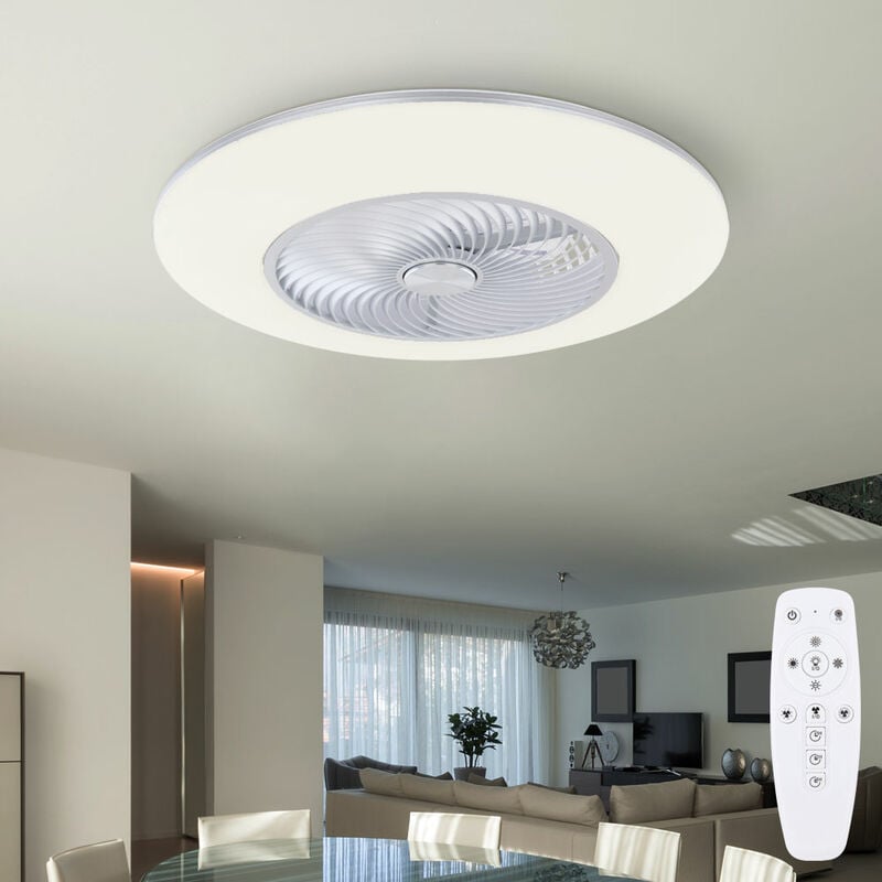 Ventilateur de plafond avec lumière et télécommande Plafonnier Ventilateur Refroidisseur d'ambiance Éclairage Lampe lumière du jour, dimmable cct, 1x