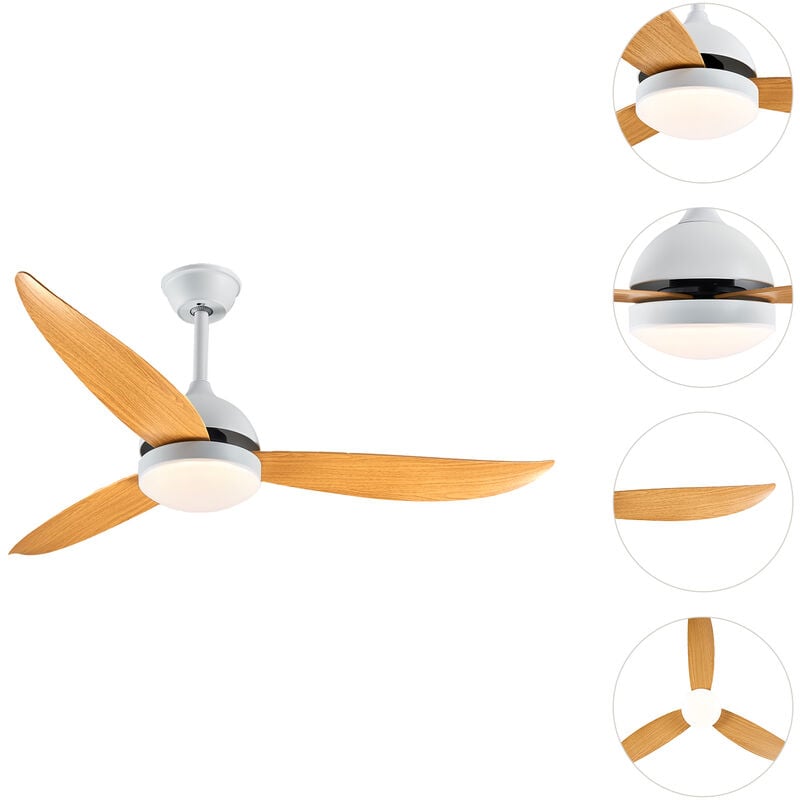 Sifree - Ventilateur de plafond en bois, Ventilateur de plafond en bois avec lumière 6 speeds, Ventilateur de plafond en bois silencieux reversible,