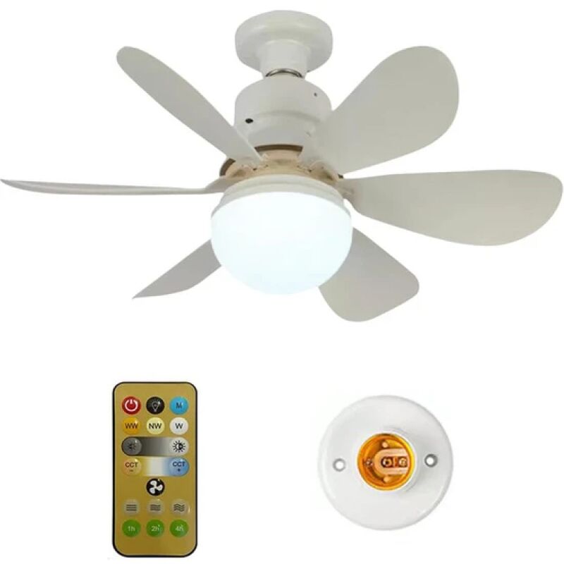 Lifcausal - Globalhut Ventilateur de plafond avec lumière, lampe de ventilateur led réglable 40 w avec télécommande, 3 vitesses de température de