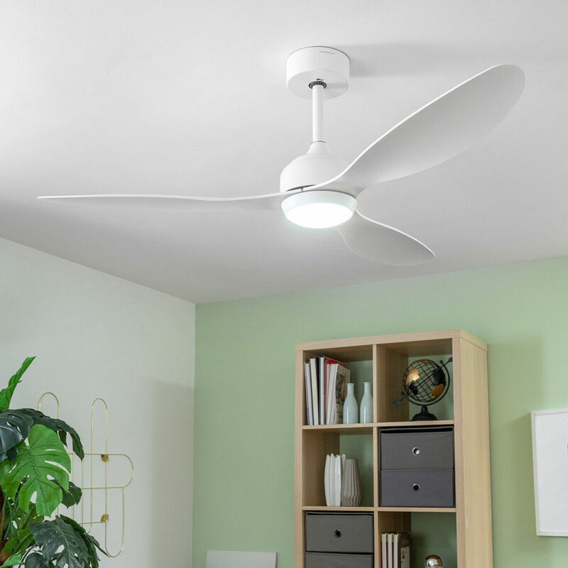 Ventilateur de Plafond avec Lumière led et 3 Pales abs Flaled Innovagoods Blanc 36 w 52' Ø132 cm