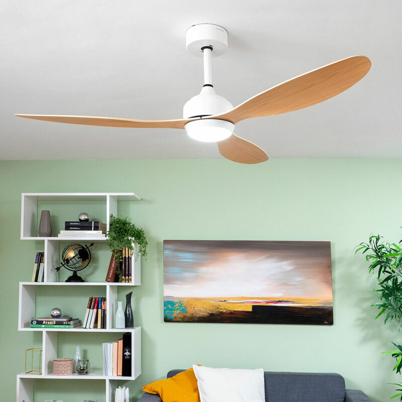 Innovagoods - Ventilateur de Plafond avec Lumière led et 3 Pales abs Wuled Bois 36 w 52' Ø132 cm