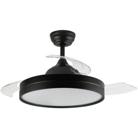 Ventilateur De Plafond Avec Lumière KLARSTEIN AirFold - Pales Rétractables, Télécommande, 107 Cm, Noir, Silencieux