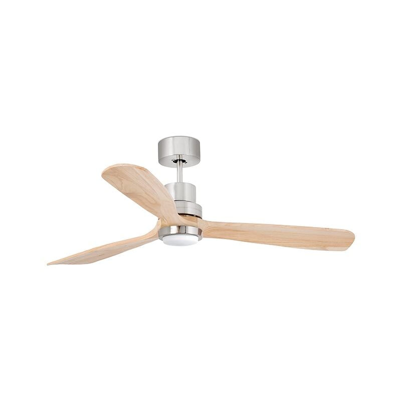 Faro Barcelona - Ventilateur de plafond avec lumière nickel mat/pin ø 132cm lantau dc 33560DC