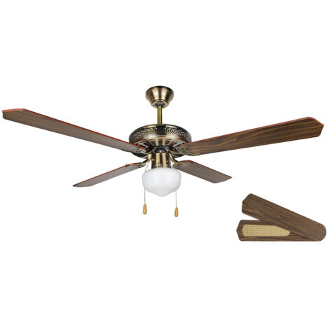 Ventilateur de plafond avec lumière orbegozo cl 06132 m vieil or - 60w - ø132cm - 4 pales réversibles - 3 vitesses.